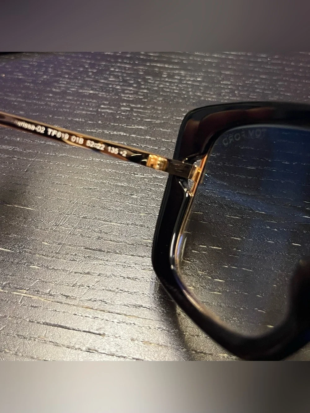 Tom Ford Black and Gold Thick-Frame Eyeglasses - Picture 3 of 4